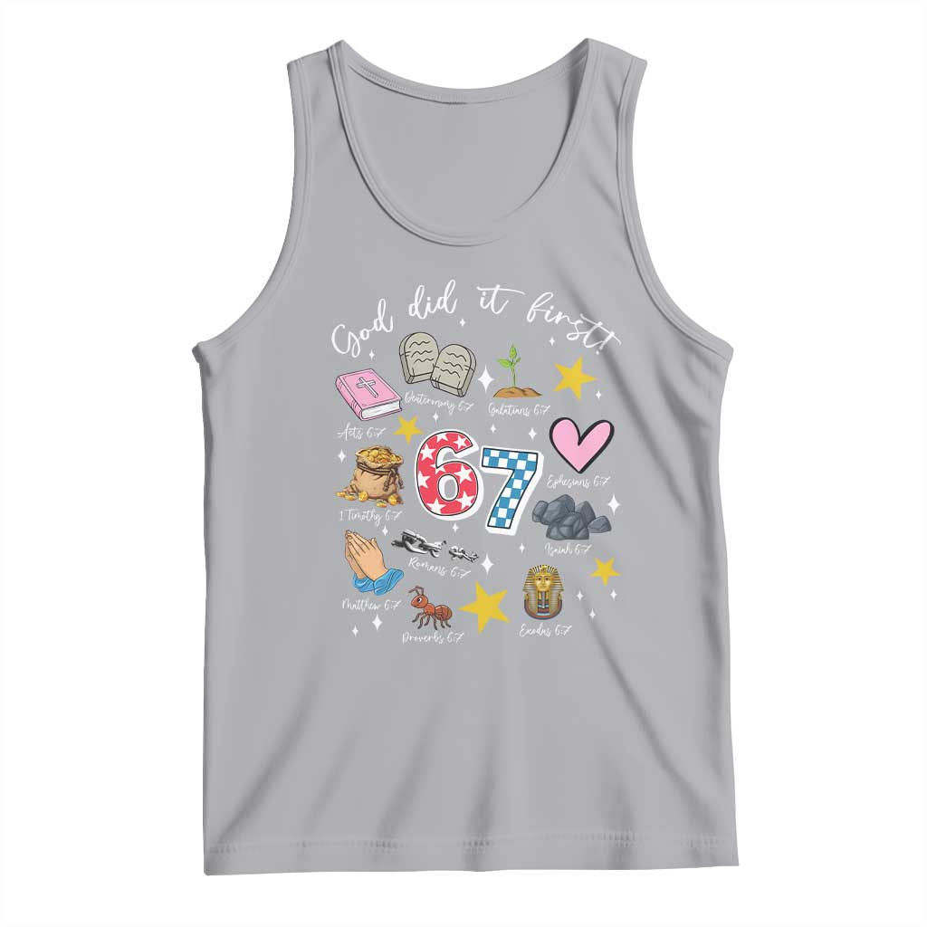 Funny 67 Christian Tank Top God Did It First Six Seven Meme Bible Verses - Wonder Print Shop