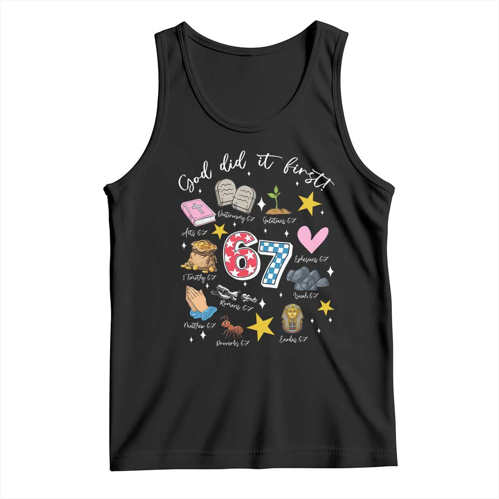 Funny 67 Christian Tank Top God Did It First Six Seven Meme Bible Verses - Wonder Print Shop