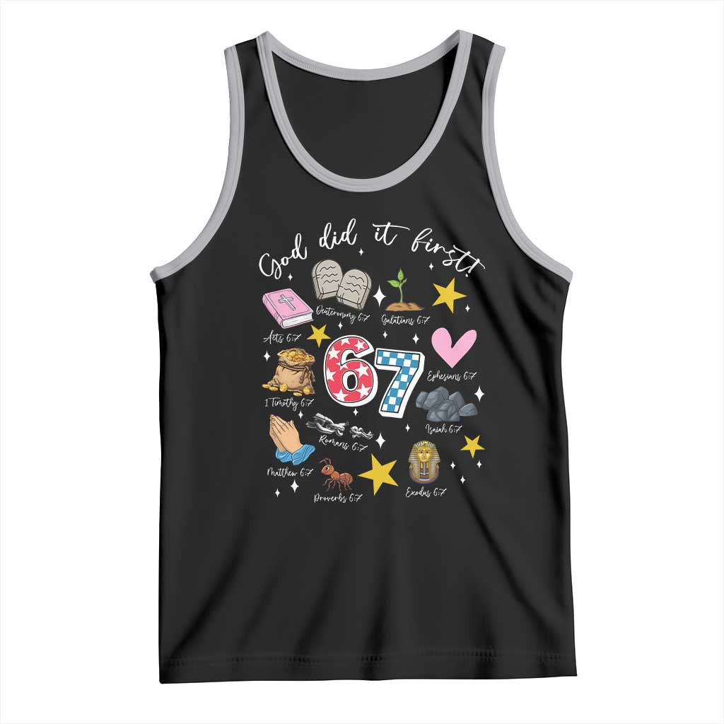 Funny 67 Christian Tank Top God Did It First Six Seven Meme Bible Verses - Wonder Print Shop