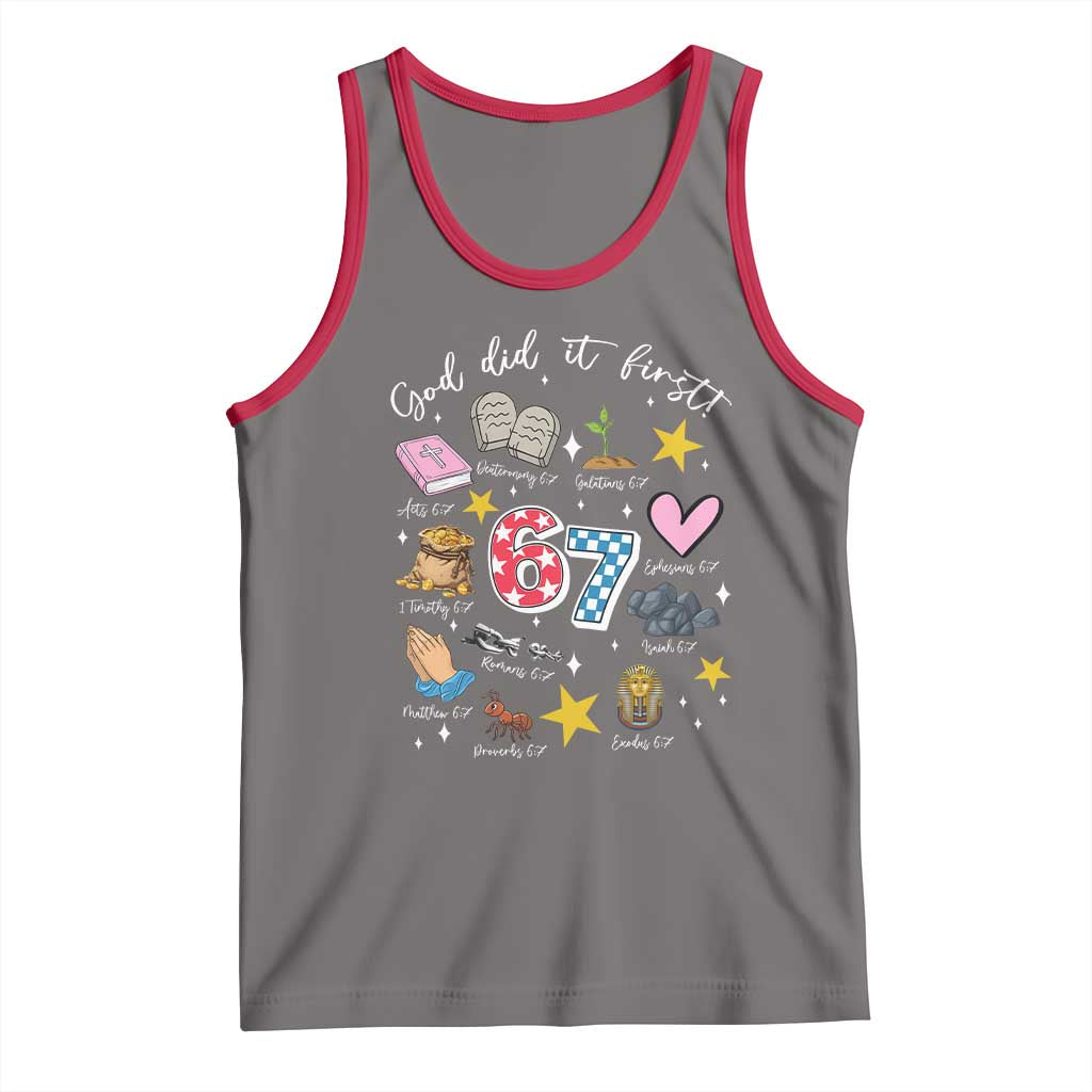 Funny 67 Christian Tank Top God Did It First Six Seven Meme Bible Verses - Wonder Print Shop