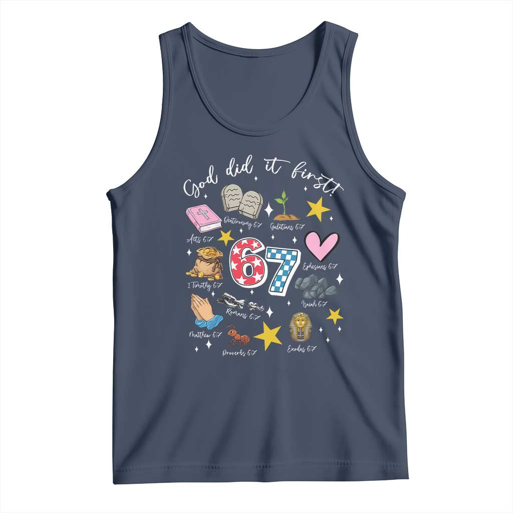Funny 67 Christian Tank Top God Did It First Six Seven Meme Bible Verses - Wonder Print Shop