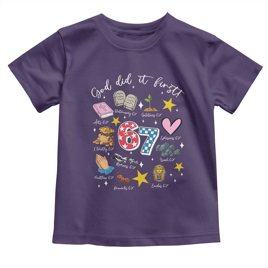 Funny 67 Christian Toddler T Shirt God Did It First Six Seven Meme Bible Verses - Wonder Print Shop