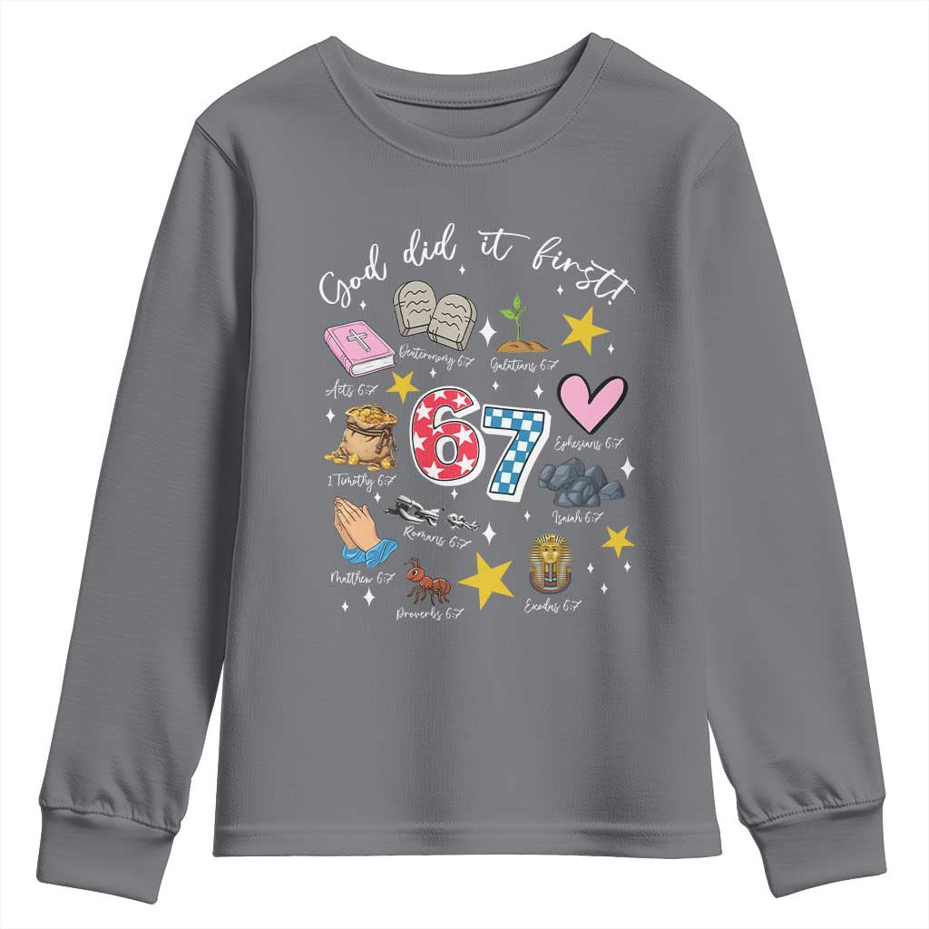 Funny 67 Christian Youth Sweatshirt God Did It First Six Seven Meme Bible Verses - Wonder Print Shop