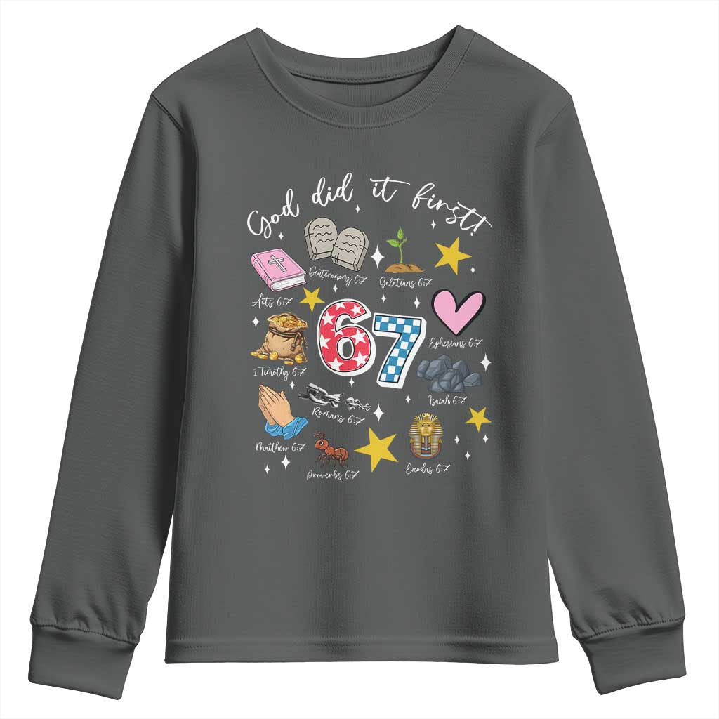 Funny 67 Christian Youth Sweatshirt God Did It First Six Seven Meme Bible Verses - Wonder Print Shop