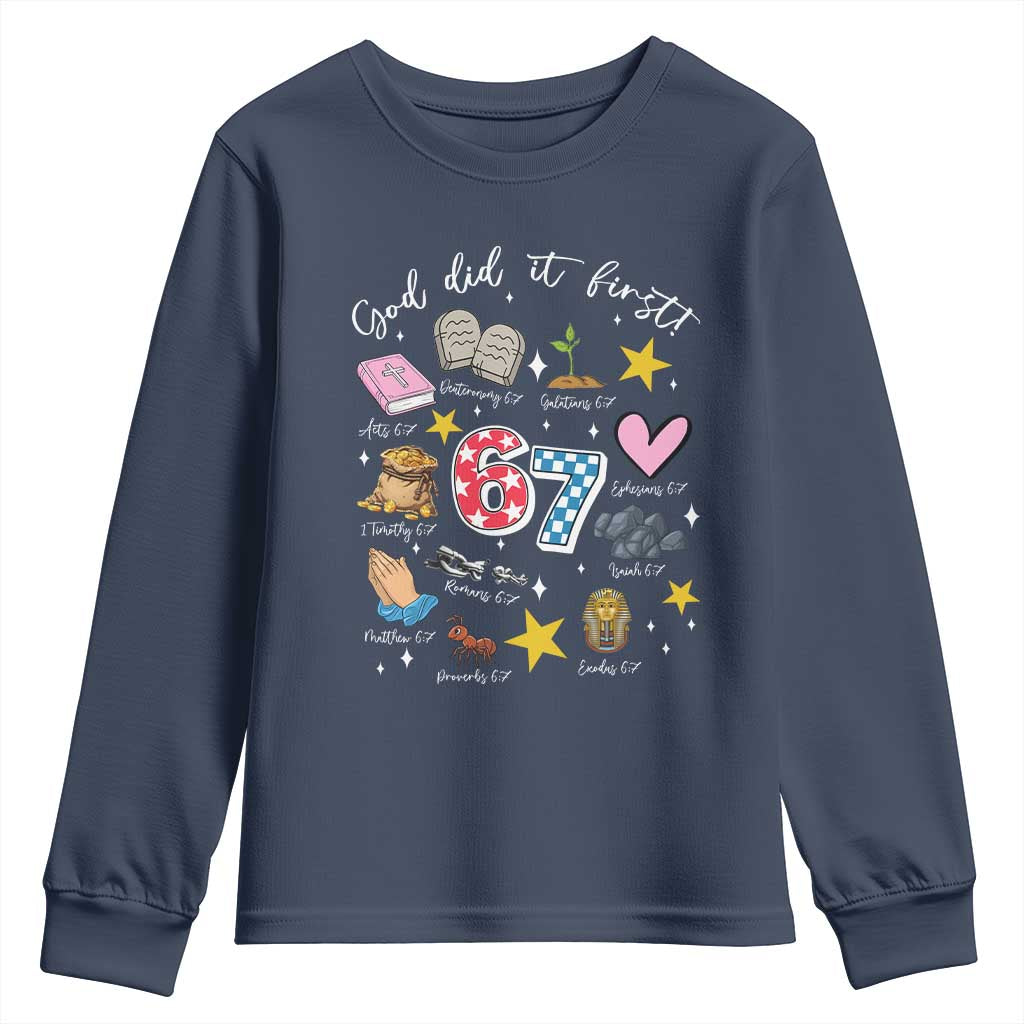 Funny 67 Christian Youth Sweatshirt God Did It First Six Seven Meme Bible Verses - Wonder Print Shop