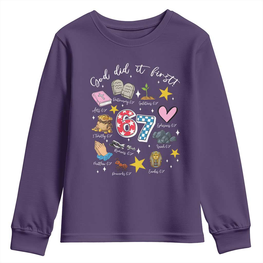 Funny 67 Christian Youth Sweatshirt God Did It First Six Seven Meme Bible Verses - Wonder Print Shop