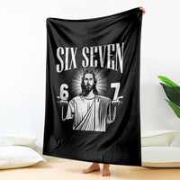 Funny Jesus 67 Throw Blanket God Six Seven Meme Religious Christian - Wonder Print Shop