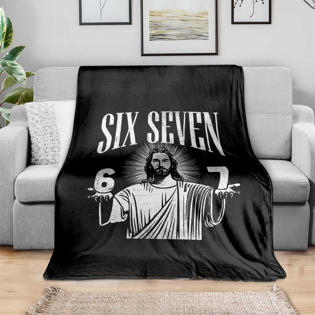 Funny Jesus 67 Throw Blanket God Six Seven Meme Religious Christian - Wonder Print Shop