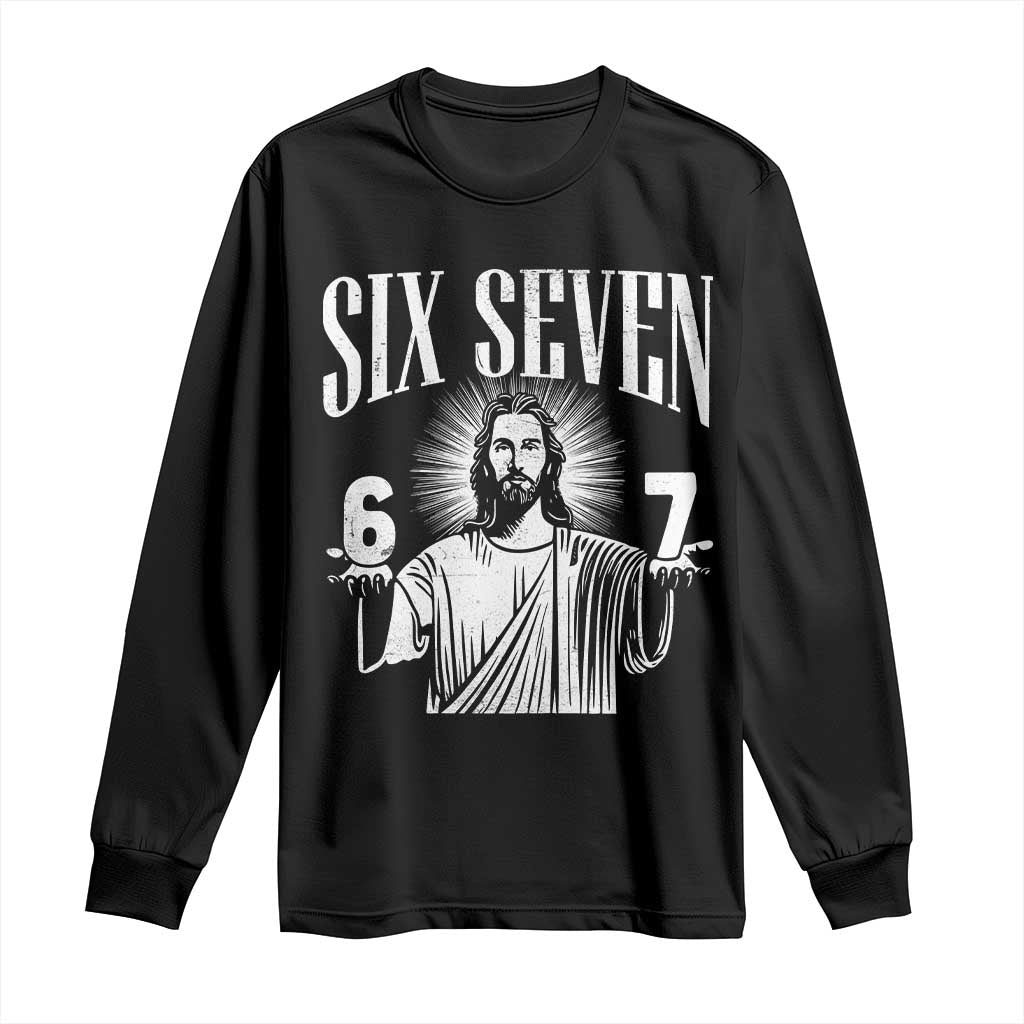 Funny Jesus 67 Long Sleeve Shirt God Six Seven Meme Religious Christian - Wonder Print Shop