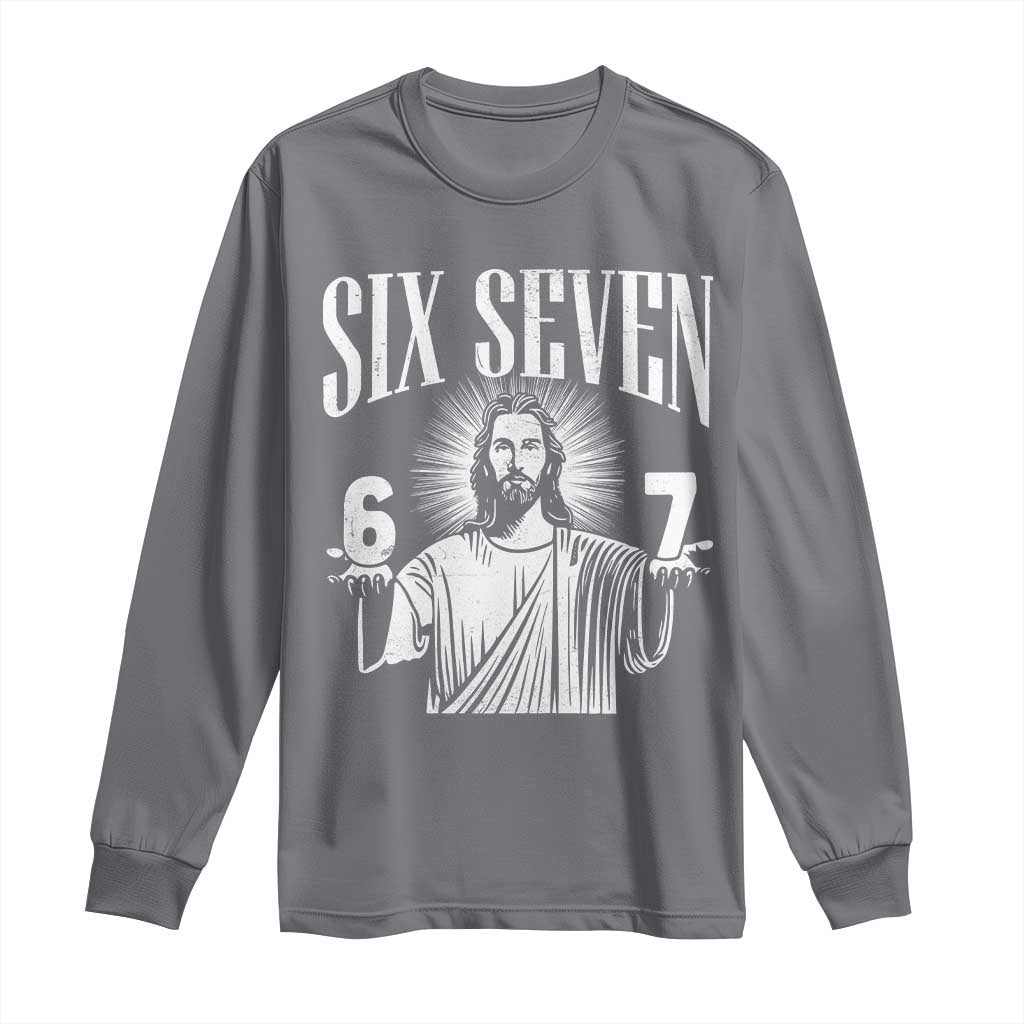 Funny Jesus 67 Long Sleeve Shirt God Six Seven Meme Religious Christian - Wonder Print Shop