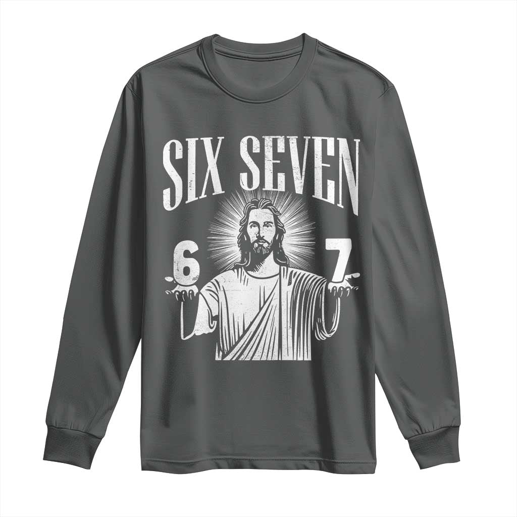 Funny Jesus 67 Long Sleeve Shirt God Six Seven Meme Religious Christian - Wonder Print Shop