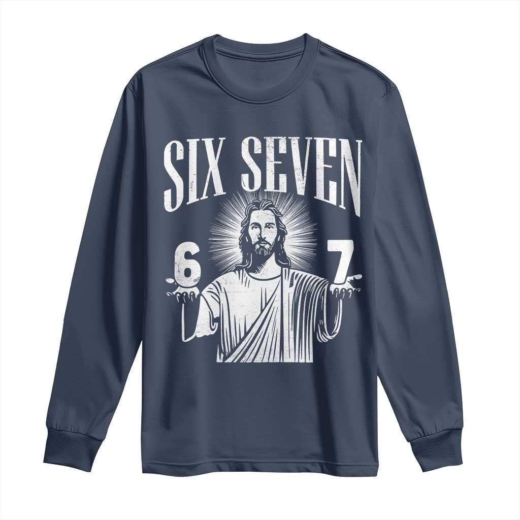 Funny Jesus 67 Long Sleeve Shirt God Six Seven Meme Religious Christian - Wonder Print Shop