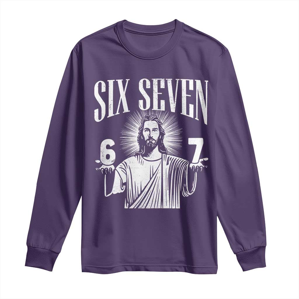 Funny Jesus 67 Long Sleeve Shirt God Six Seven Meme Religious Christian - Wonder Print Shop