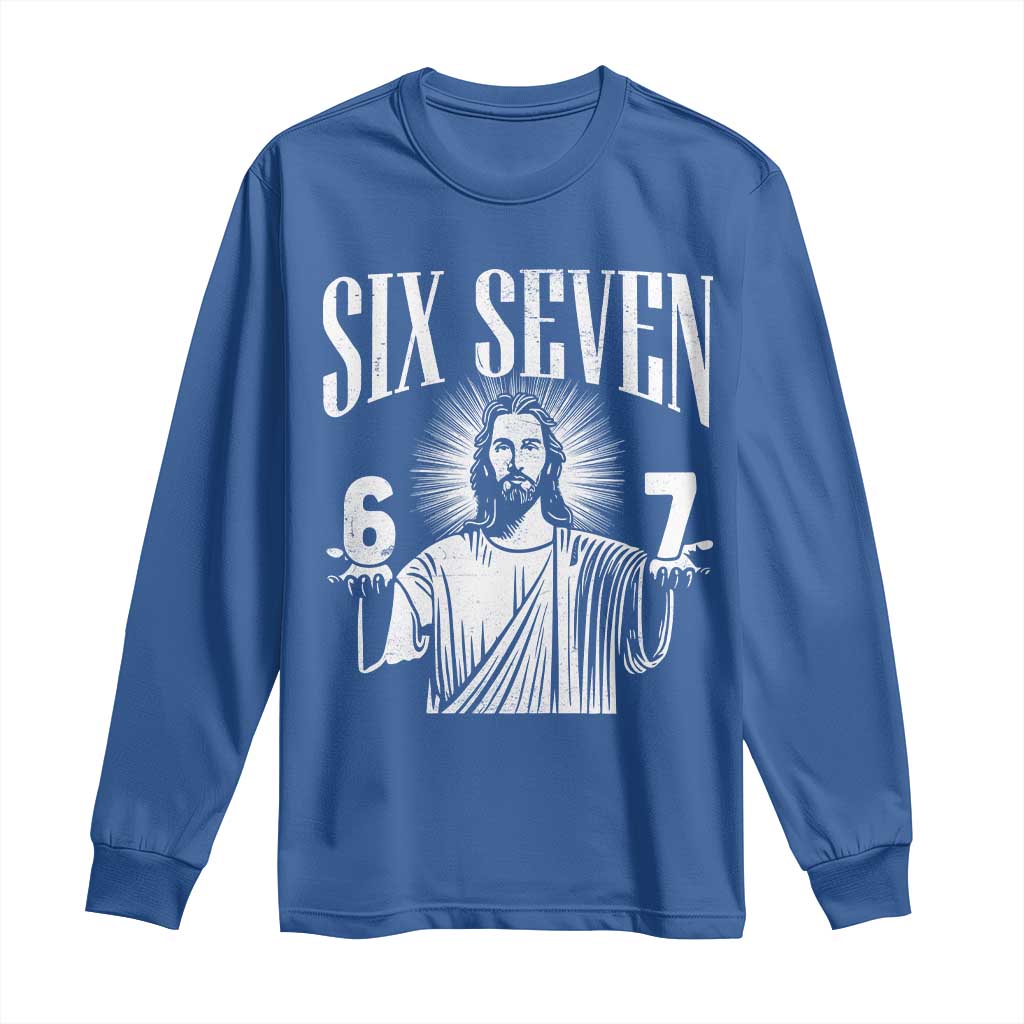 Funny Jesus 67 Long Sleeve Shirt God Six Seven Meme Religious Christian - Wonder Print Shop