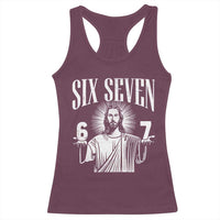 Funny Jesus 67 Racerback Tank Top God Six Seven Meme Religious Christian - Wonder Print Shop