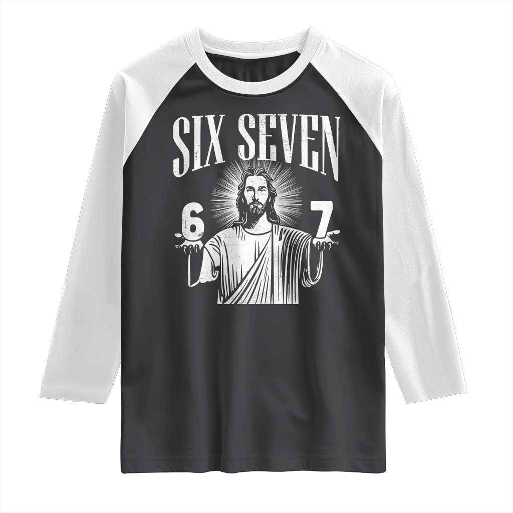 Funny Jesus 67 Raglan Shirt God Six Seven Meme Religious Christian - Wonder Print Shop