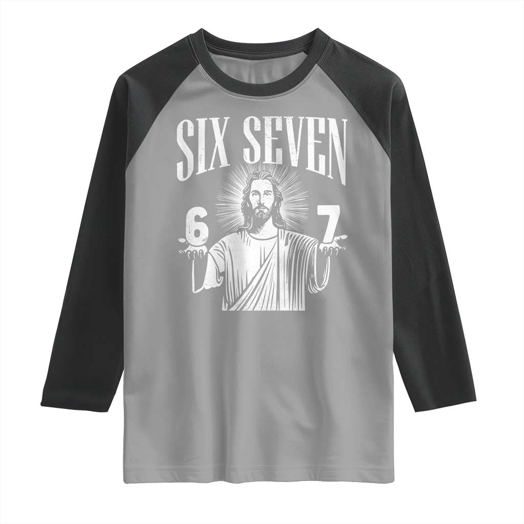 Funny Jesus 67 Raglan Shirt God Six Seven Meme Religious Christian - Wonder Print Shop
