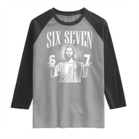 Funny Jesus 67 Raglan Shirt God Six Seven Meme Religious Christian - Wonder Print Shop