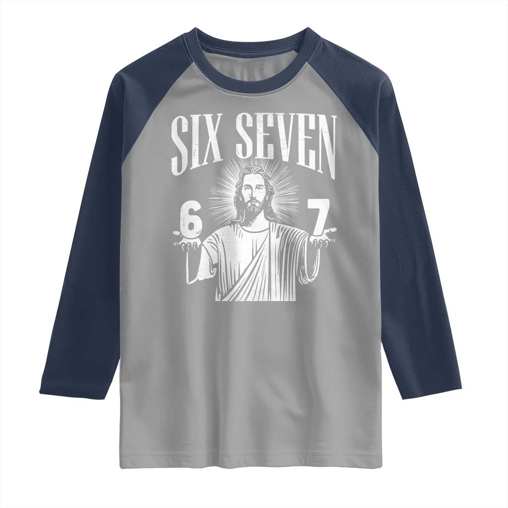 Funny Jesus 67 Raglan Shirt God Six Seven Meme Religious Christian - Wonder Print Shop