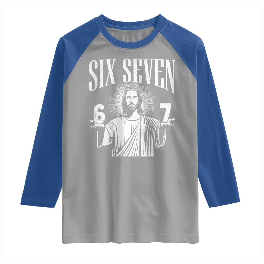 Funny Jesus 67 Raglan Shirt God Six Seven Meme Religious Christian - Wonder Print Shop
