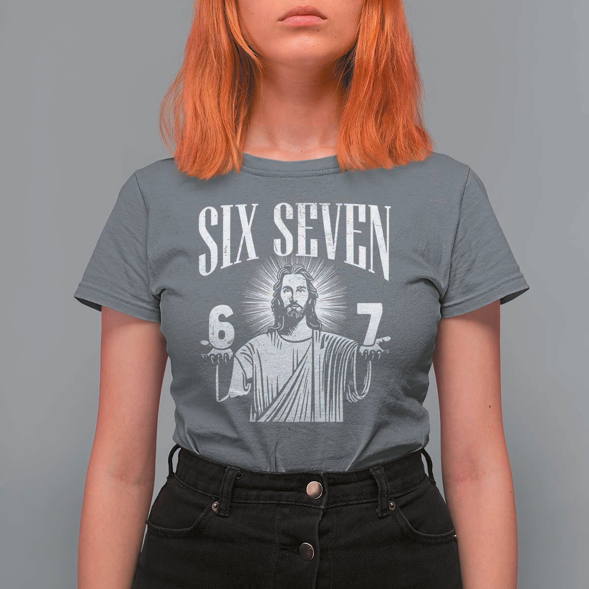 Funny Jesus 67 T Shirt For Women God Six Seven Meme Religious Christian - Wonder Print Shop