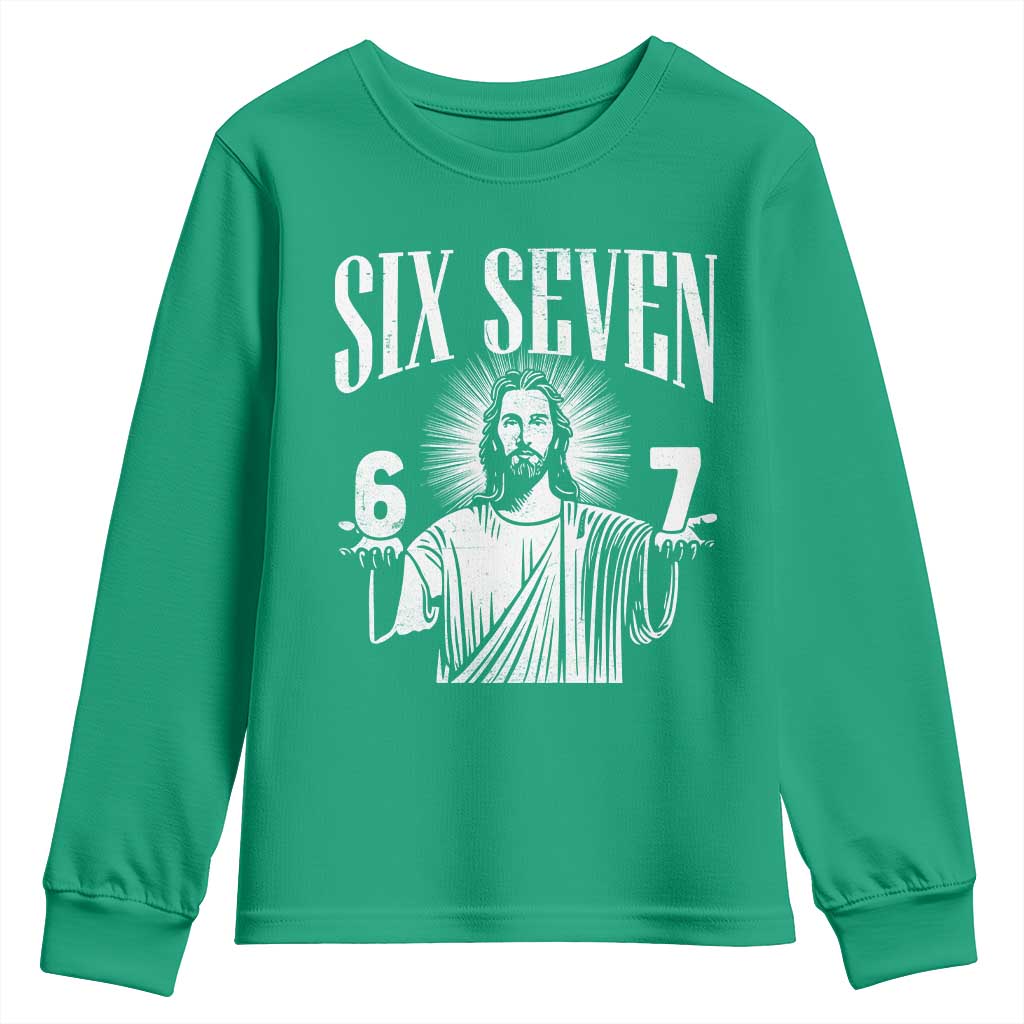 Funny Jesus 67 Youth Sweatshirt God Six Seven Meme Religious Christian - Wonder Print Shop