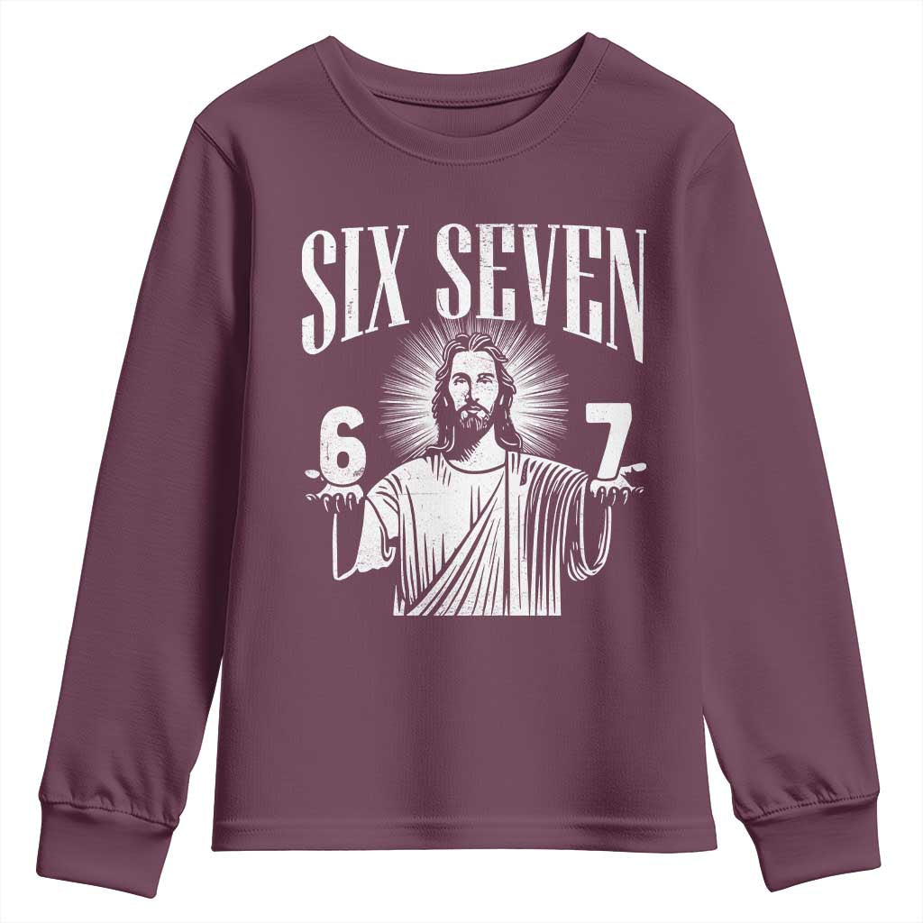 Funny Jesus 67 Youth Sweatshirt God Six Seven Meme Religious Christian - Wonder Print Shop