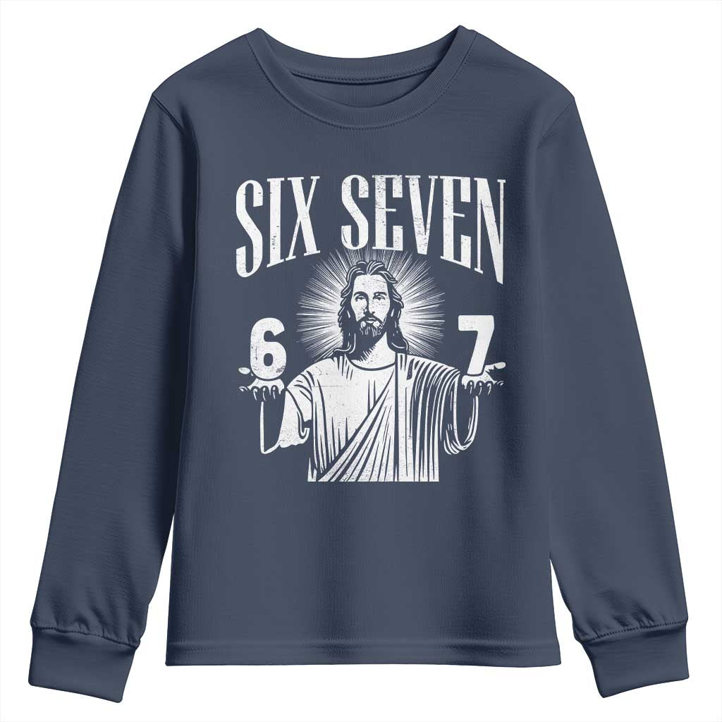 Funny Jesus 67 Youth Sweatshirt God Six Seven Meme Religious Christian - Wonder Print Shop
