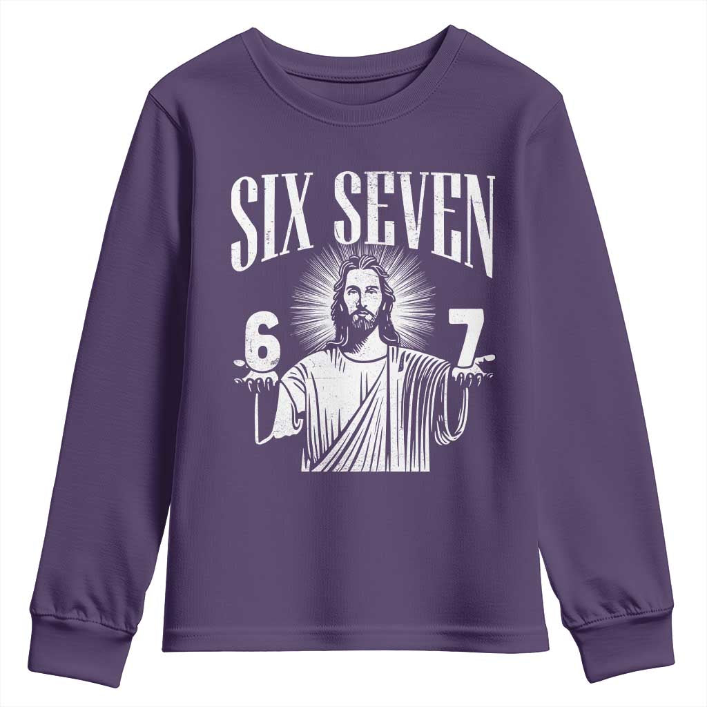 Funny Jesus 67 Youth Sweatshirt God Six Seven Meme Religious Christian - Wonder Print Shop