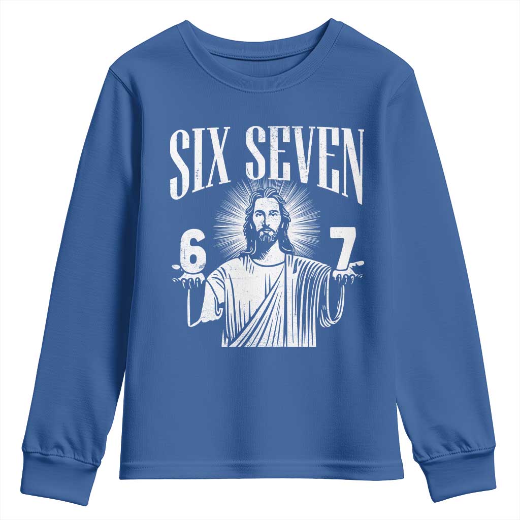 Funny Jesus 67 Youth Sweatshirt God Six Seven Meme Religious Christian - Wonder Print Shop