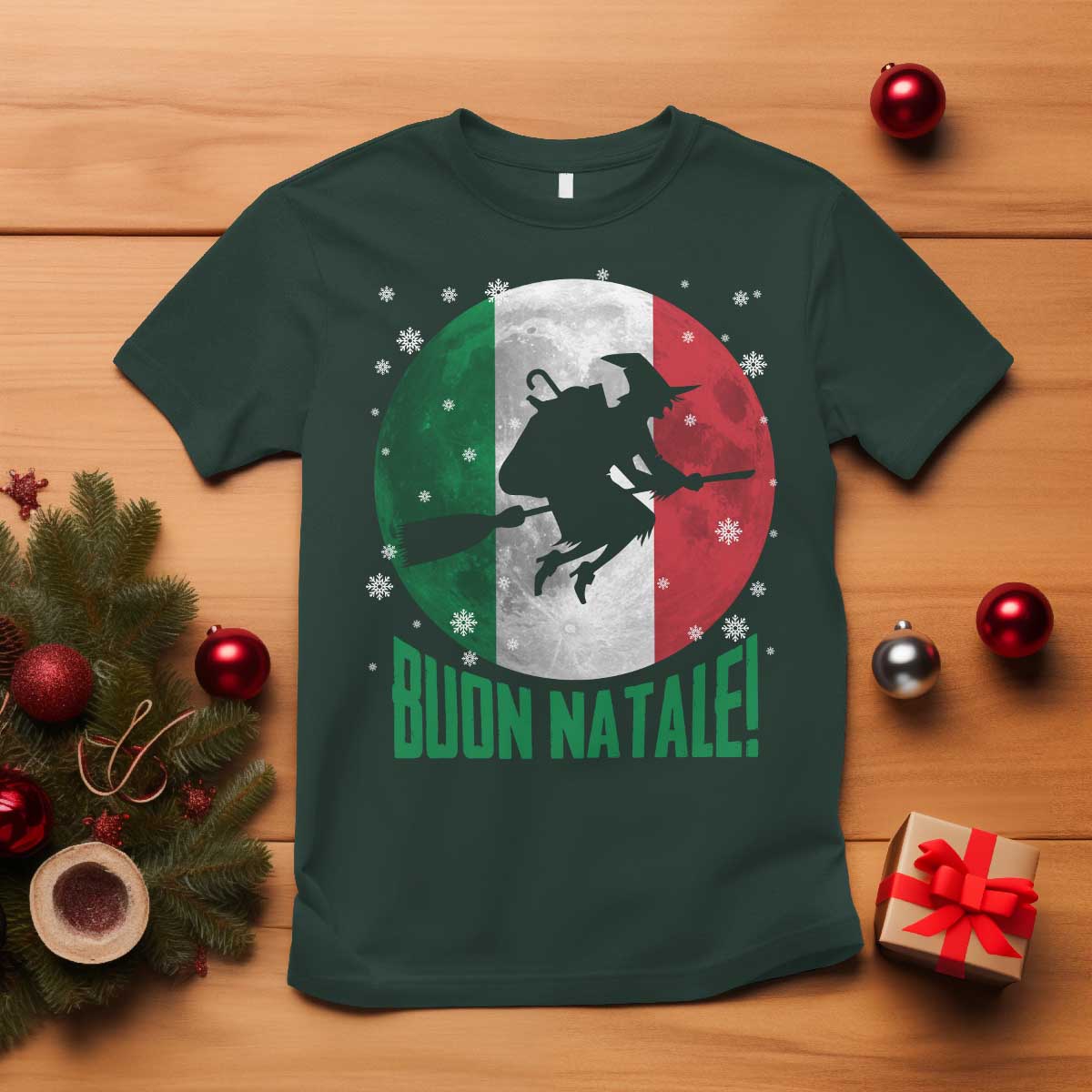 Buon Natale Italian Christmas T Shirt La Befana Italian Folklore Witch - Wonder Print Shop