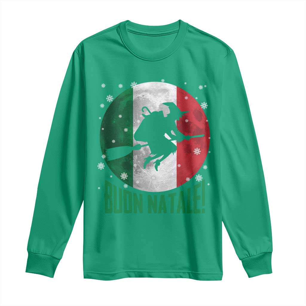 Buon Natale Italian Christmas Long Sleeve Shirt La Befana Italian Folklore Witch - Wonder Print Shop