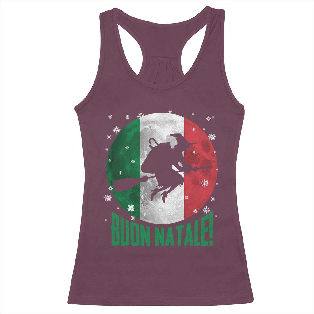Buon Natale Italian Christmas Racerback Tank Top La Befana Italian Folklore Witch - Wonder Print Shop