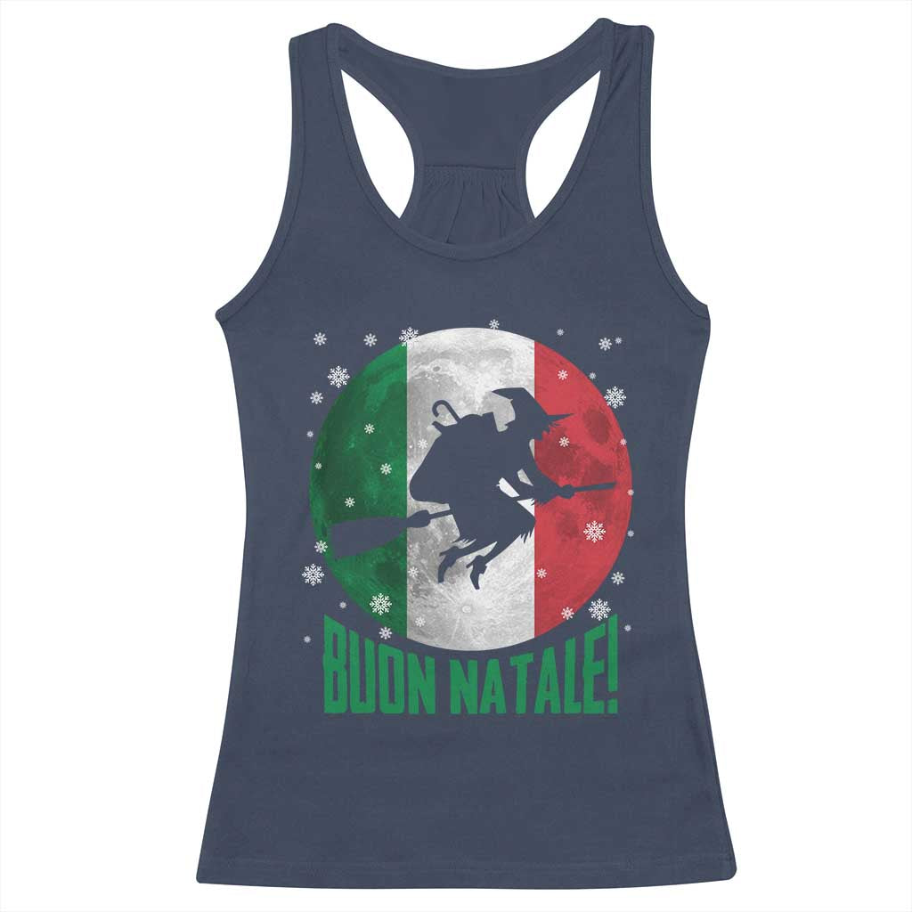 Buon Natale Italian Christmas Racerback Tank Top La Befana Italian Folklore Witch - Wonder Print Shop