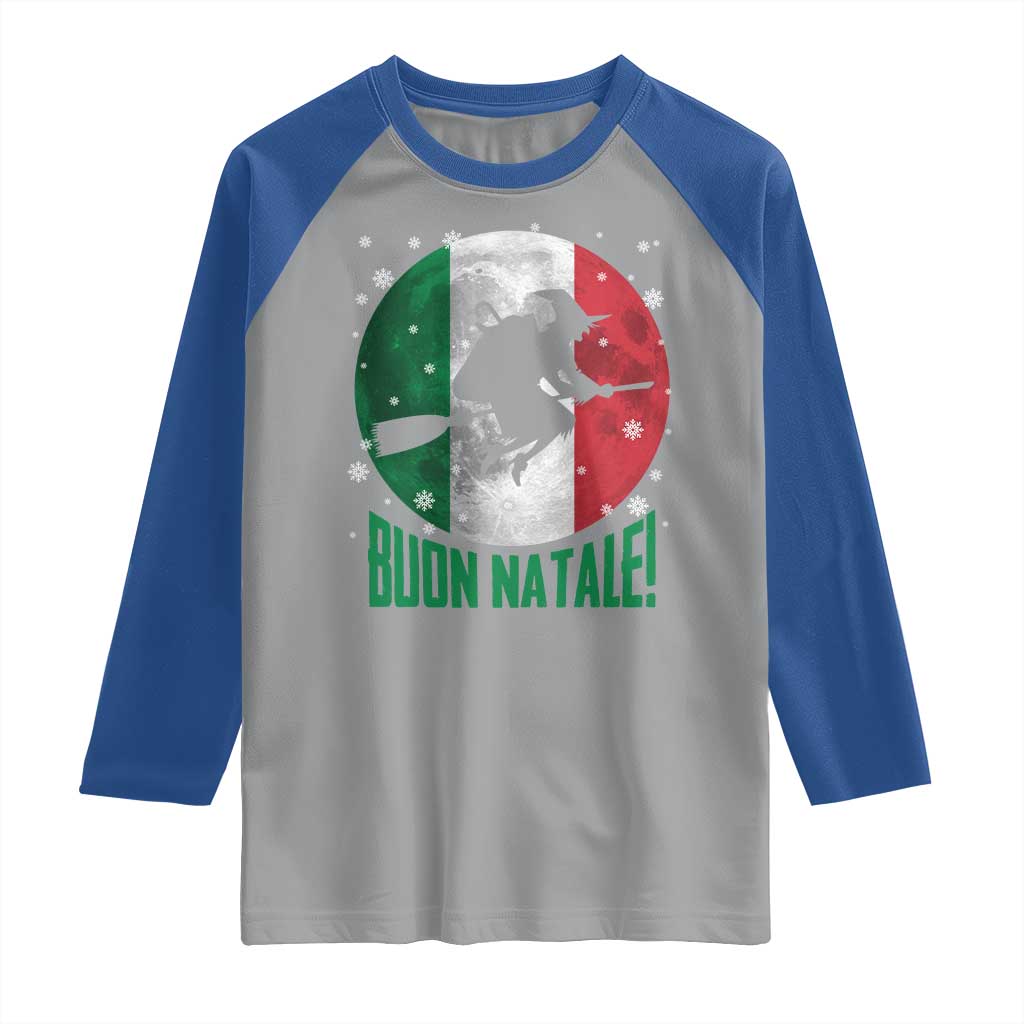Buon Natale Italian Christmas Raglan Shirt La Befana Italian Folklore Witch - Wonder Print Shop