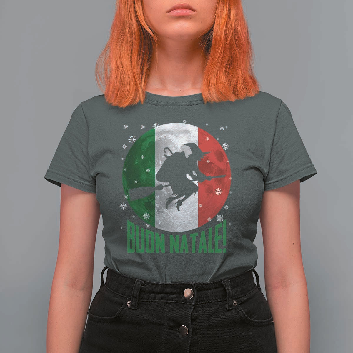 Buon Natale Italian Christmas T Shirt For Women La Befana Italian Folklore Witch - Wonder Print Shop