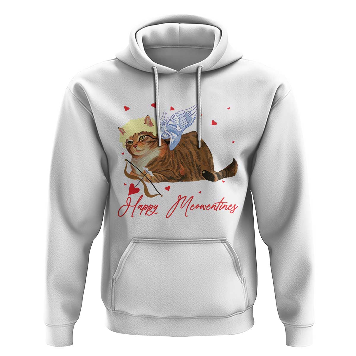 Funny Valentine's Day Cupid Cat Hoodie Happy Meowentines