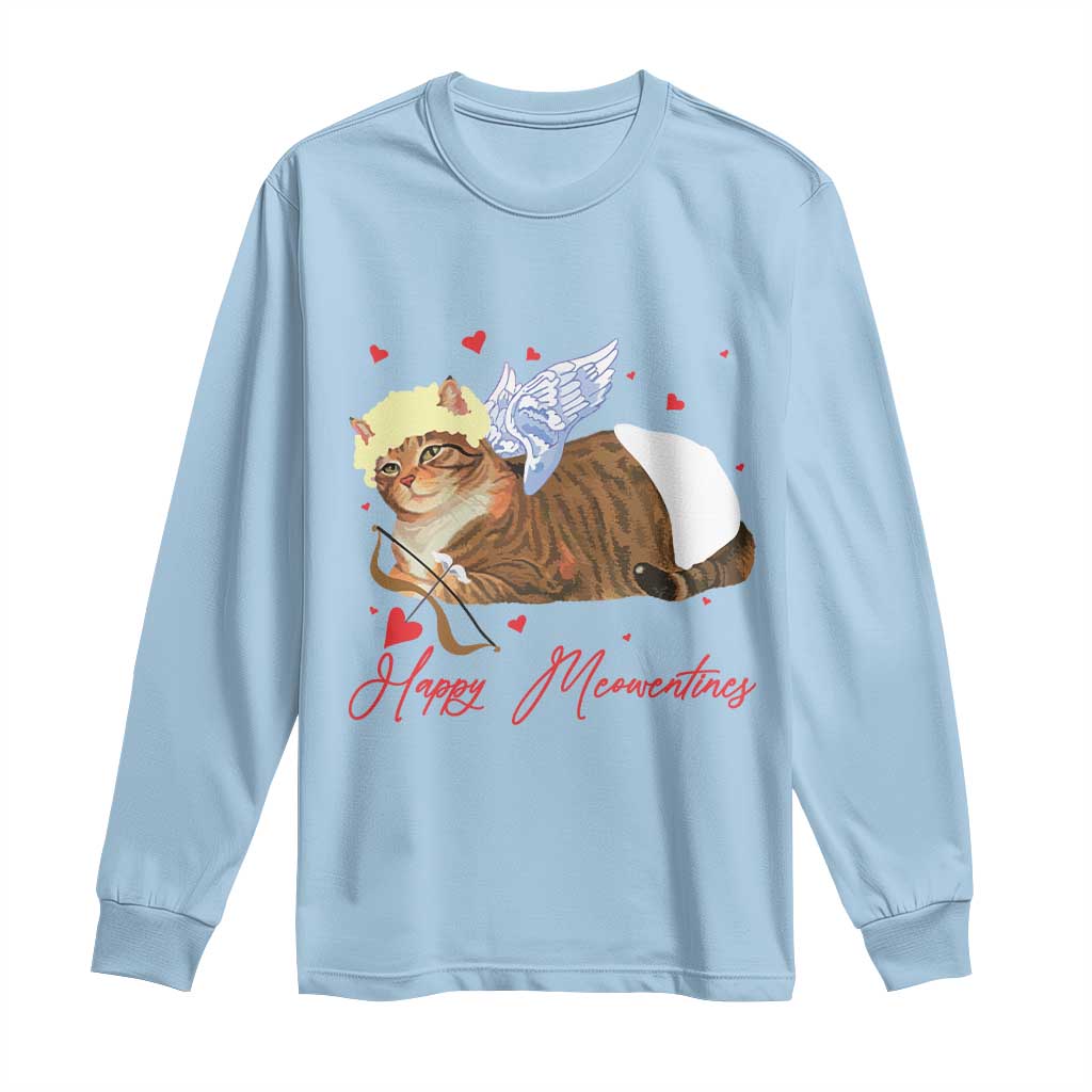 Funny Valentine's Day Cupid Cat Long Sleeve Shirt Happy Meowentines