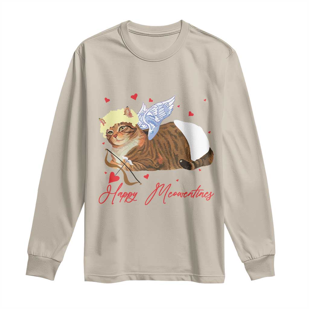 Funny Valentine's Day Cupid Cat Long Sleeve Shirt Happy Meowentines