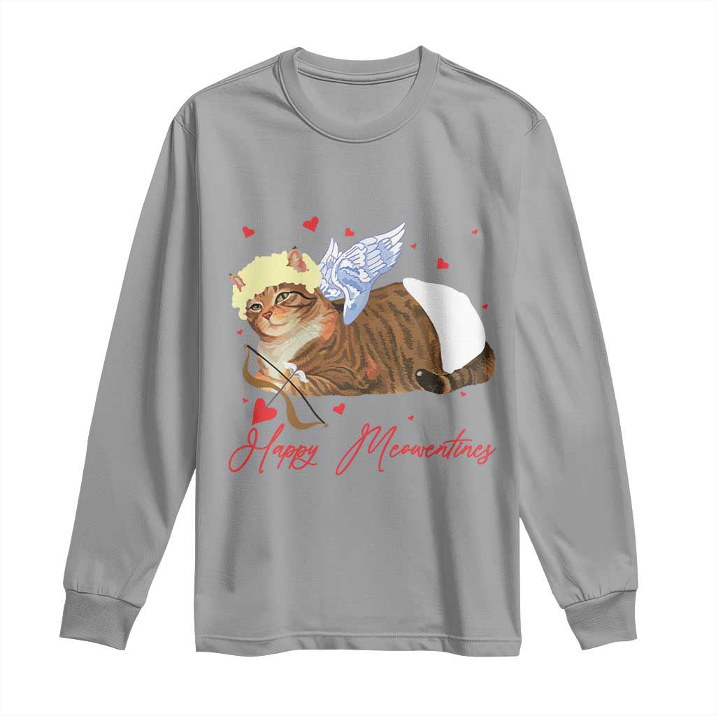 Funny Valentine's Day Cupid Cat Long Sleeve Shirt Happy Meowentines