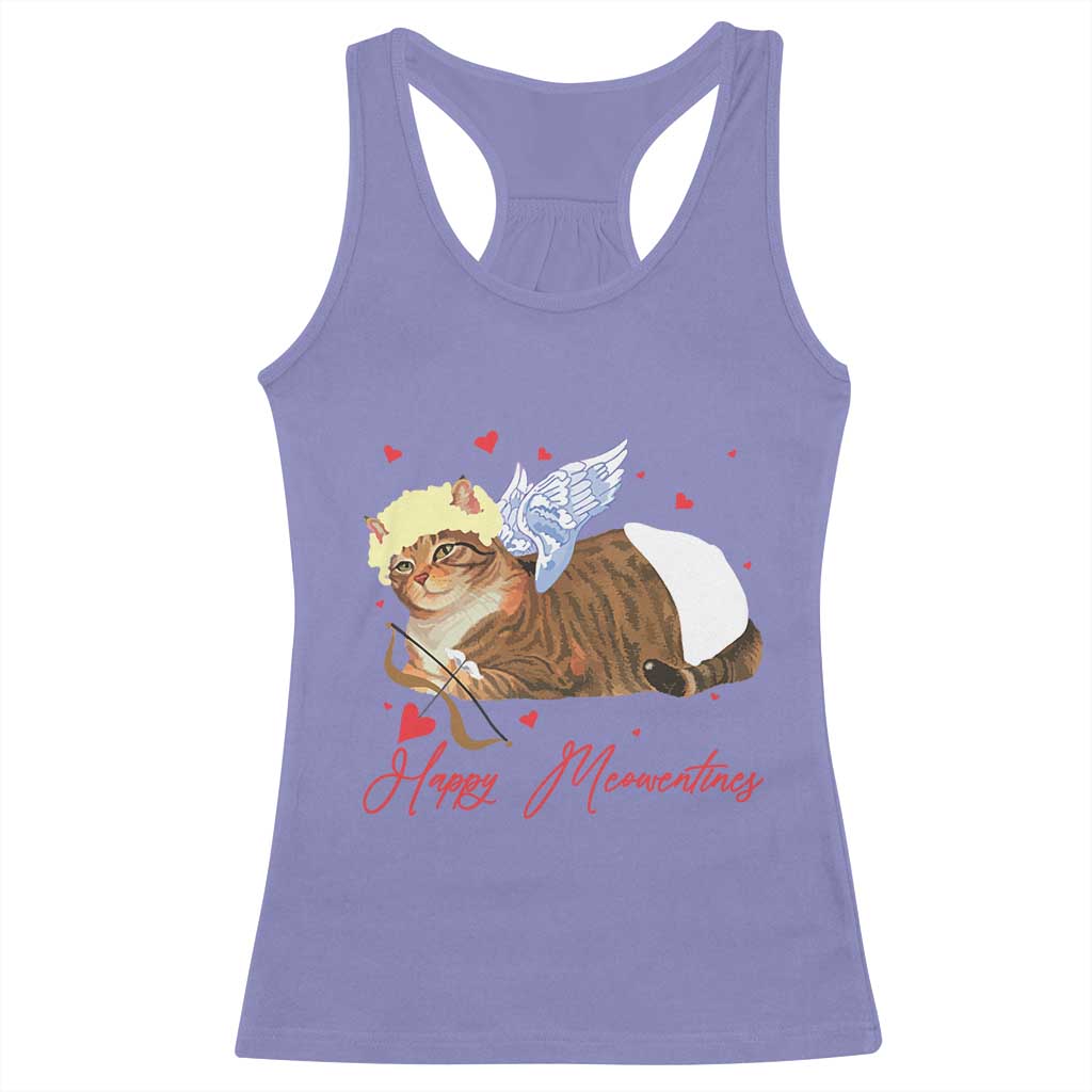 Funny Valentine's Day Cupid Cat Racerback Tank Top Happy Meowentines