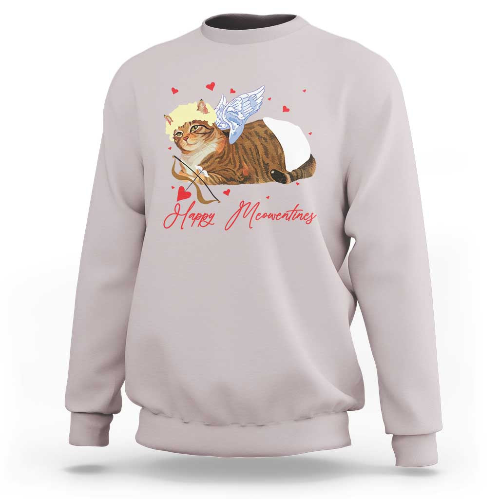 Funny Valentine's Day Cupid Cat Sweatshirt Happy Meowentines
