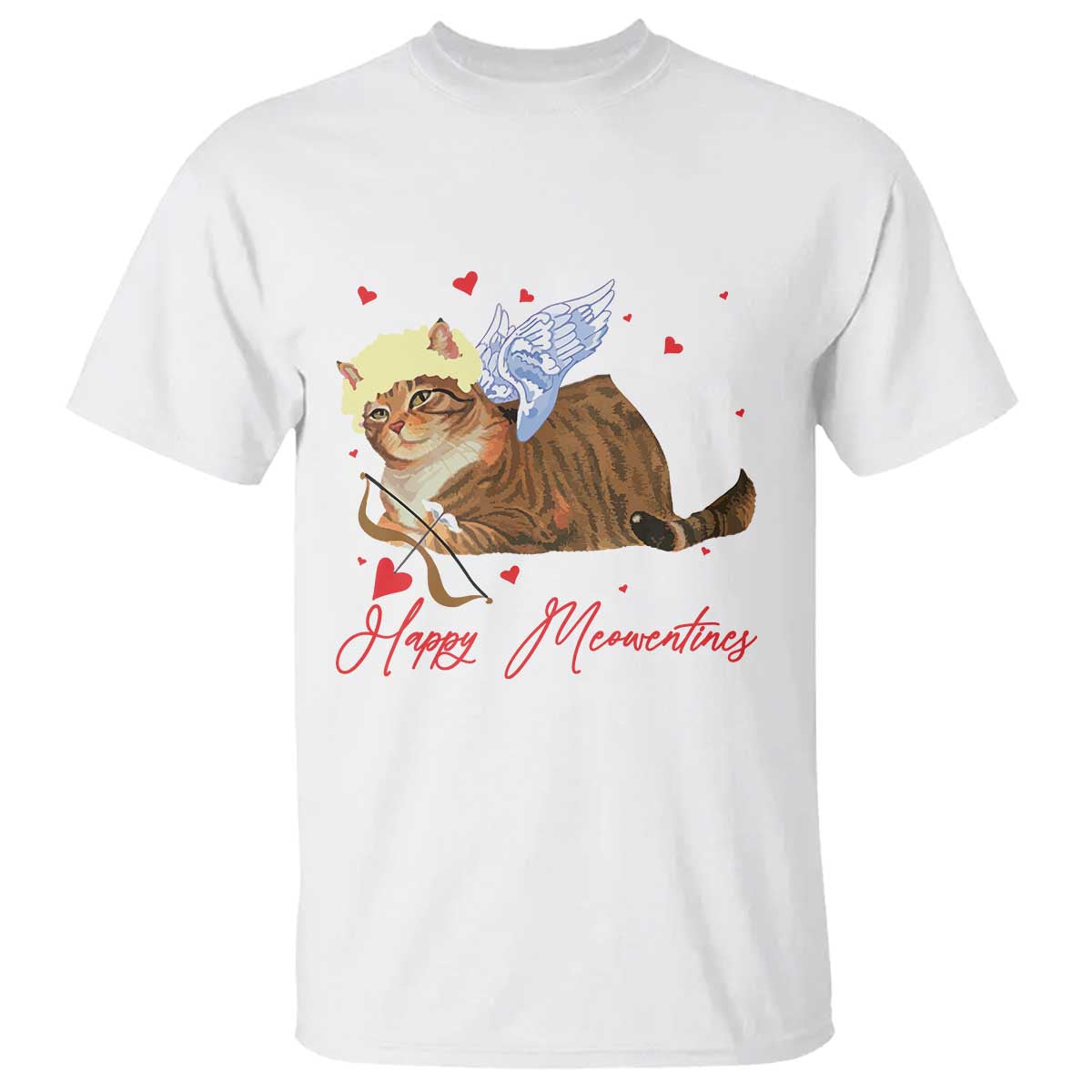 Funny Valentine's Day Cupid Cat T Shirt Happy Meowentines