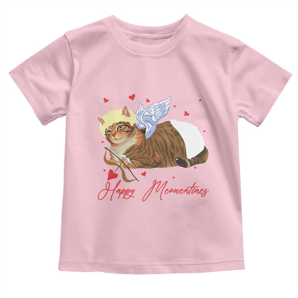 Funny Valentine's Day Cupid Cat Toddler T Shirt Happy Meowentines