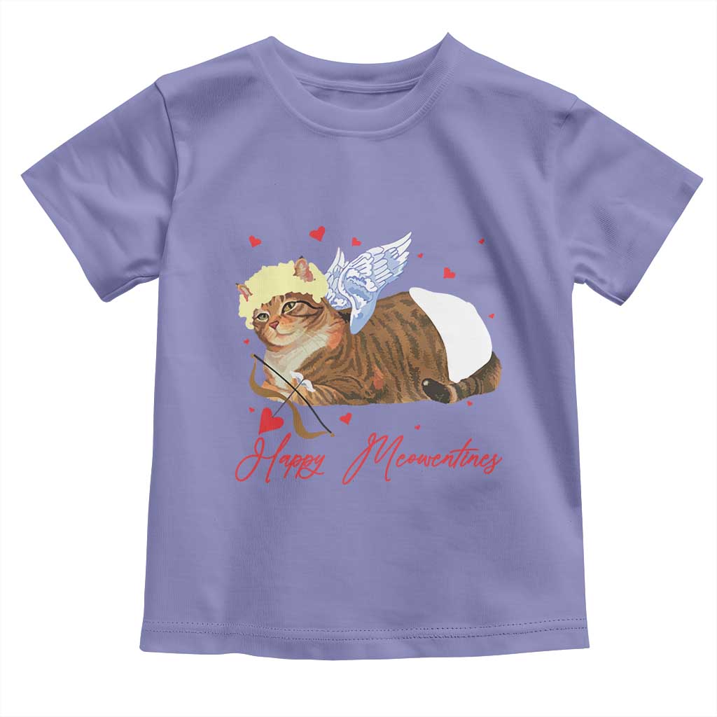 Funny Valentine's Day Cupid Cat Toddler T Shirt Happy Meowentines