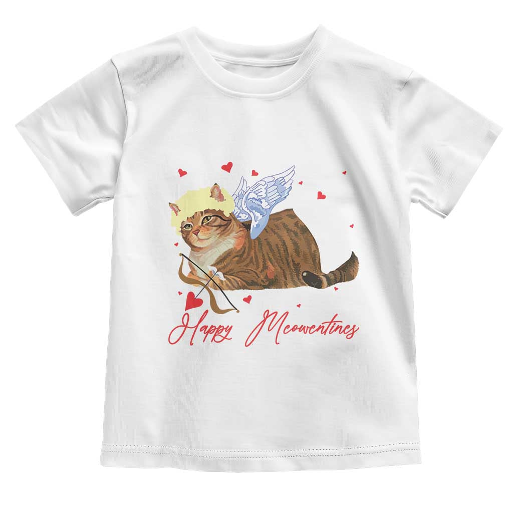 Funny Valentine's Day Cupid Cat Toddler T Shirt Happy Meowentines