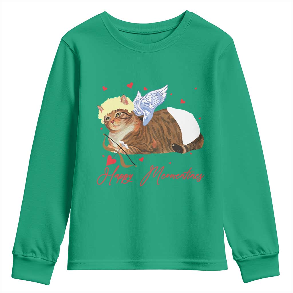 Funny Valentine's Day Cupid Cat Youth Sweatshirt Happy Meowentines