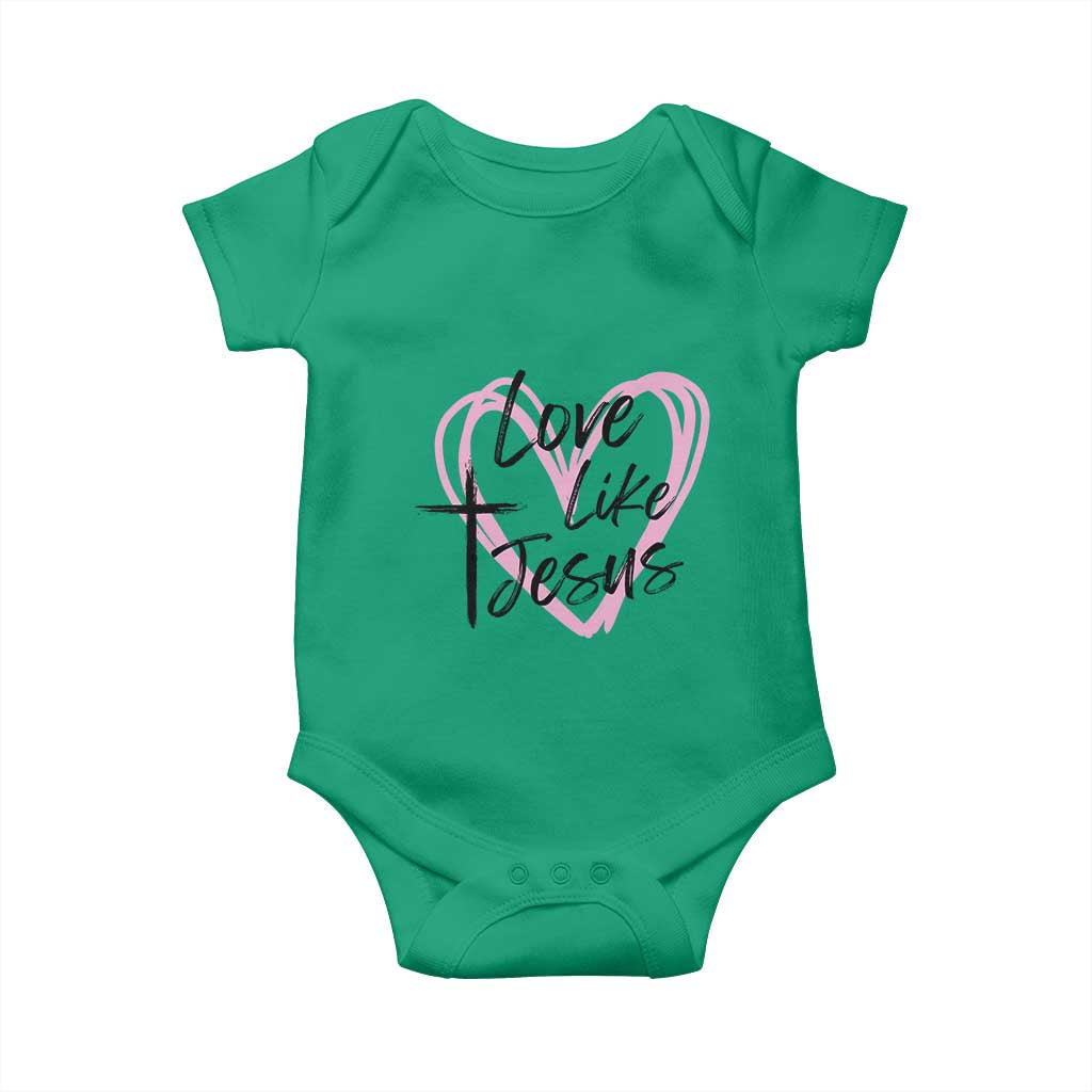 Love Like Jesus Baby Onesie Christian Religious God Valentine's Day Pink Heart