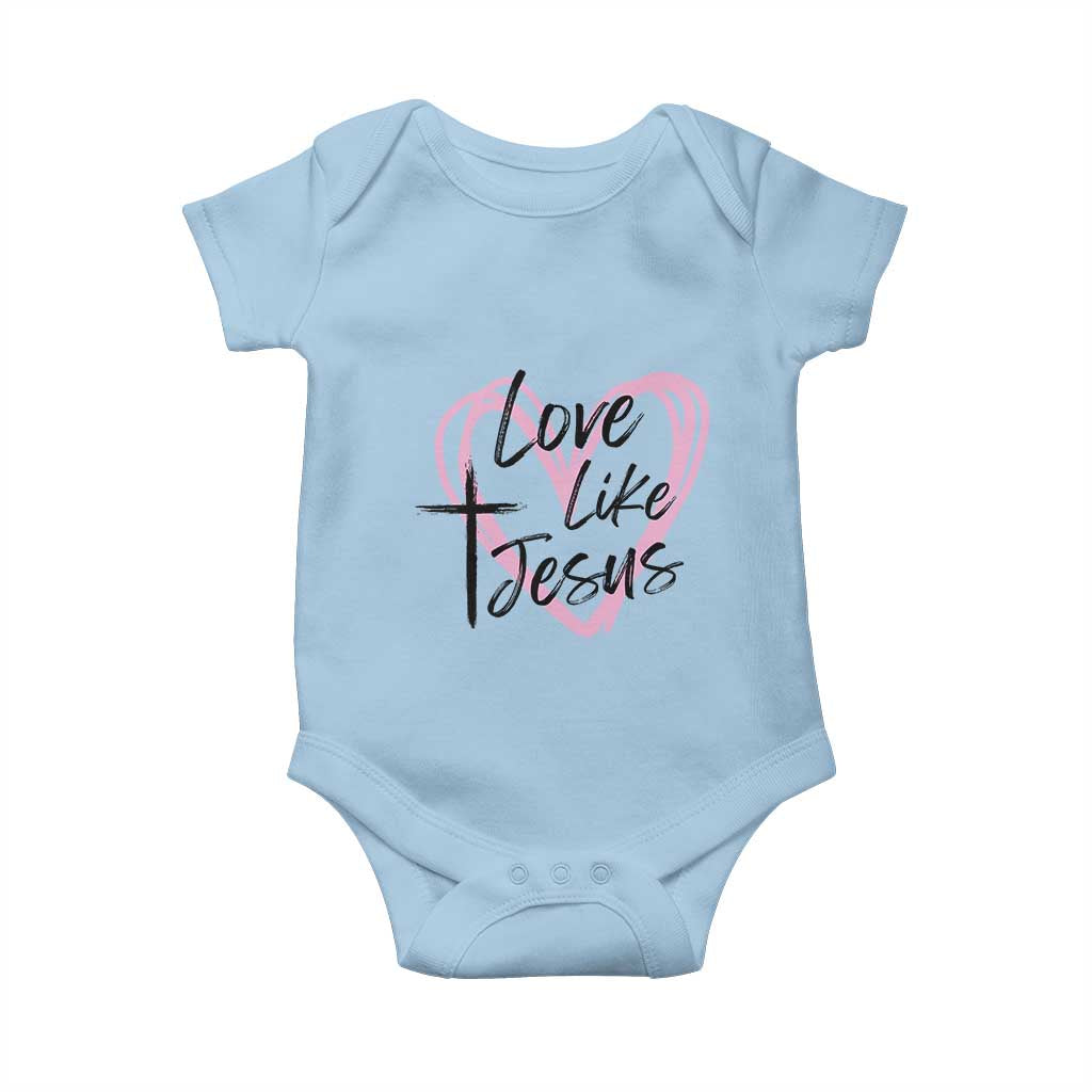 Love Like Jesus Baby Onesie Christian Religious God Valentine's Day Pink Heart