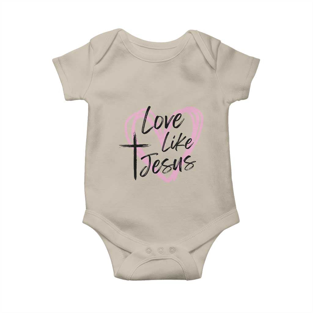 Love Like Jesus Baby Onesie Christian Religious God Valentine's Day Pink Heart